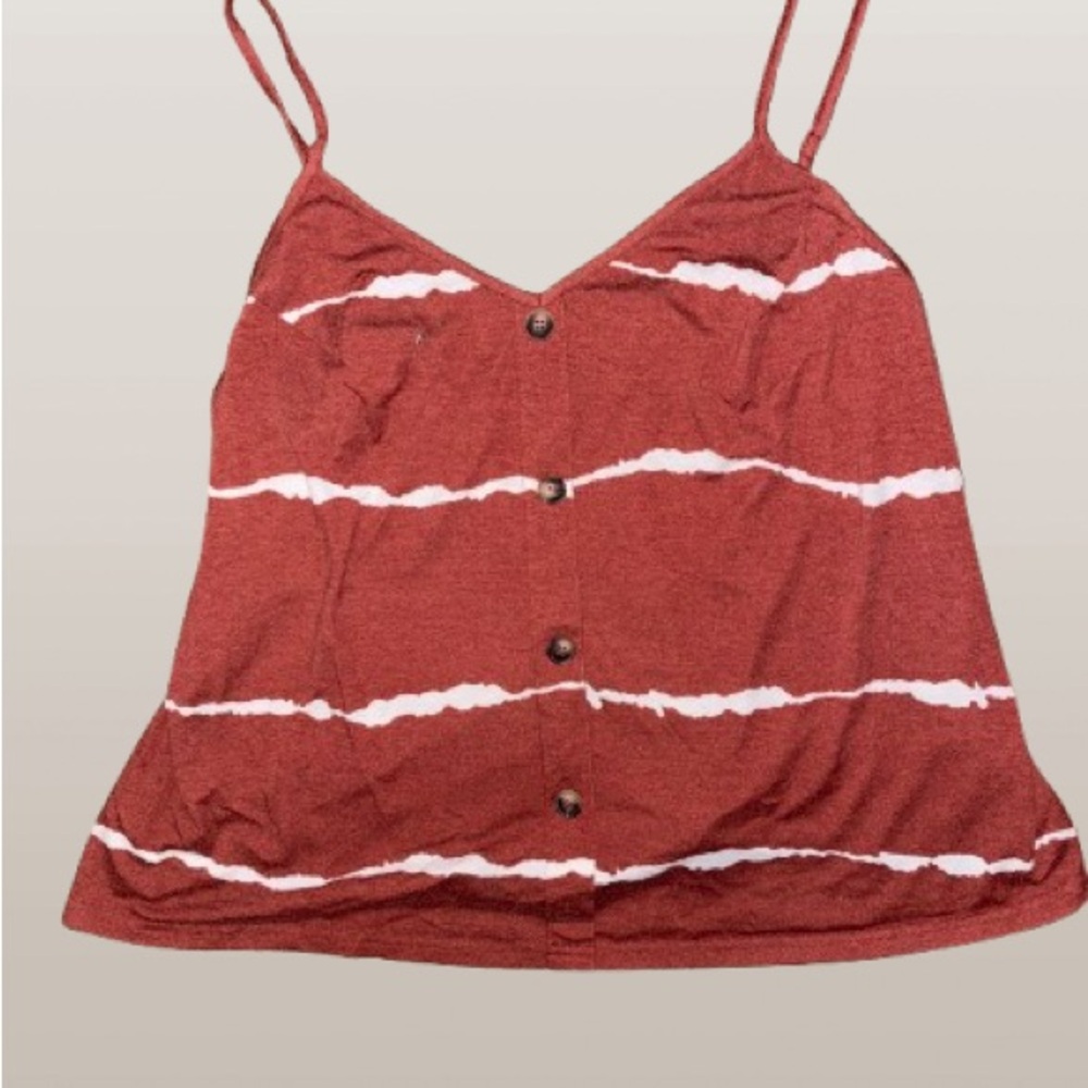 Women's Red Button-Down Strappy Top - $4